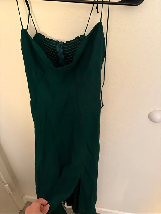 Reformation Emerald Green Slip Midi Dress with Tie Straps - Picture 5 of 8